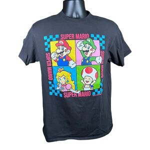 Y2K Retro Super Mario Graphic Tee - Black Crewneck T-Shirt